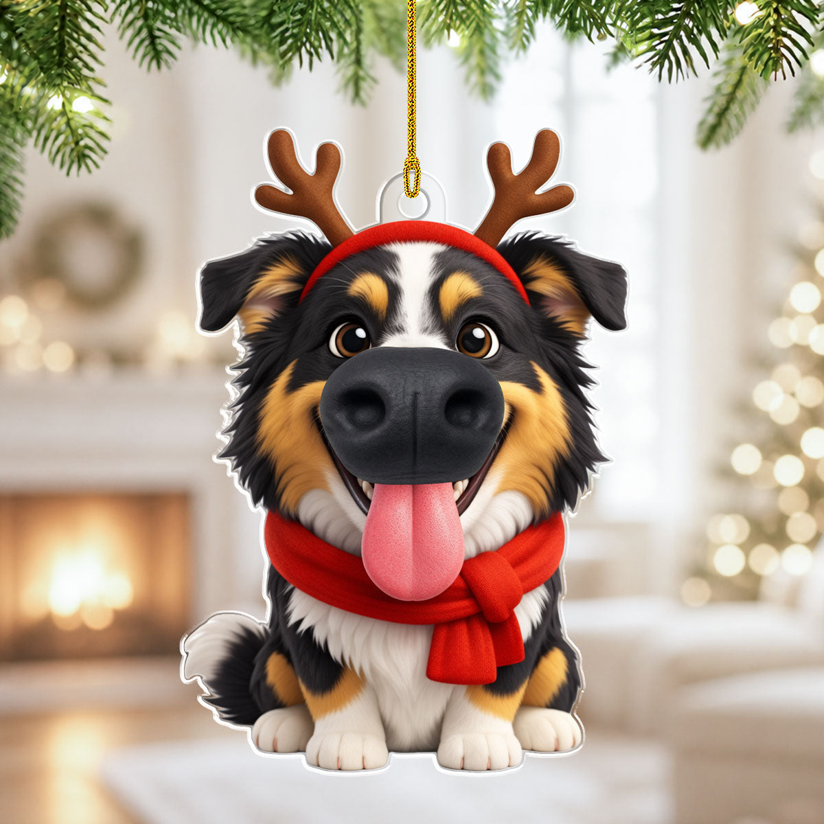 Custom Christmas Decor Home Birthday Gifts For Dog Dad, Dog Lovers • Reindeer Boop 2 - Personalized Nose Squishy Ornament