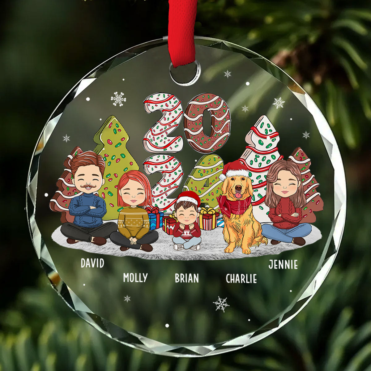 Custom Christmas Decor Home Birthday Gifts For Pet Lovers • Family Cake - Personalized Glass Ornament