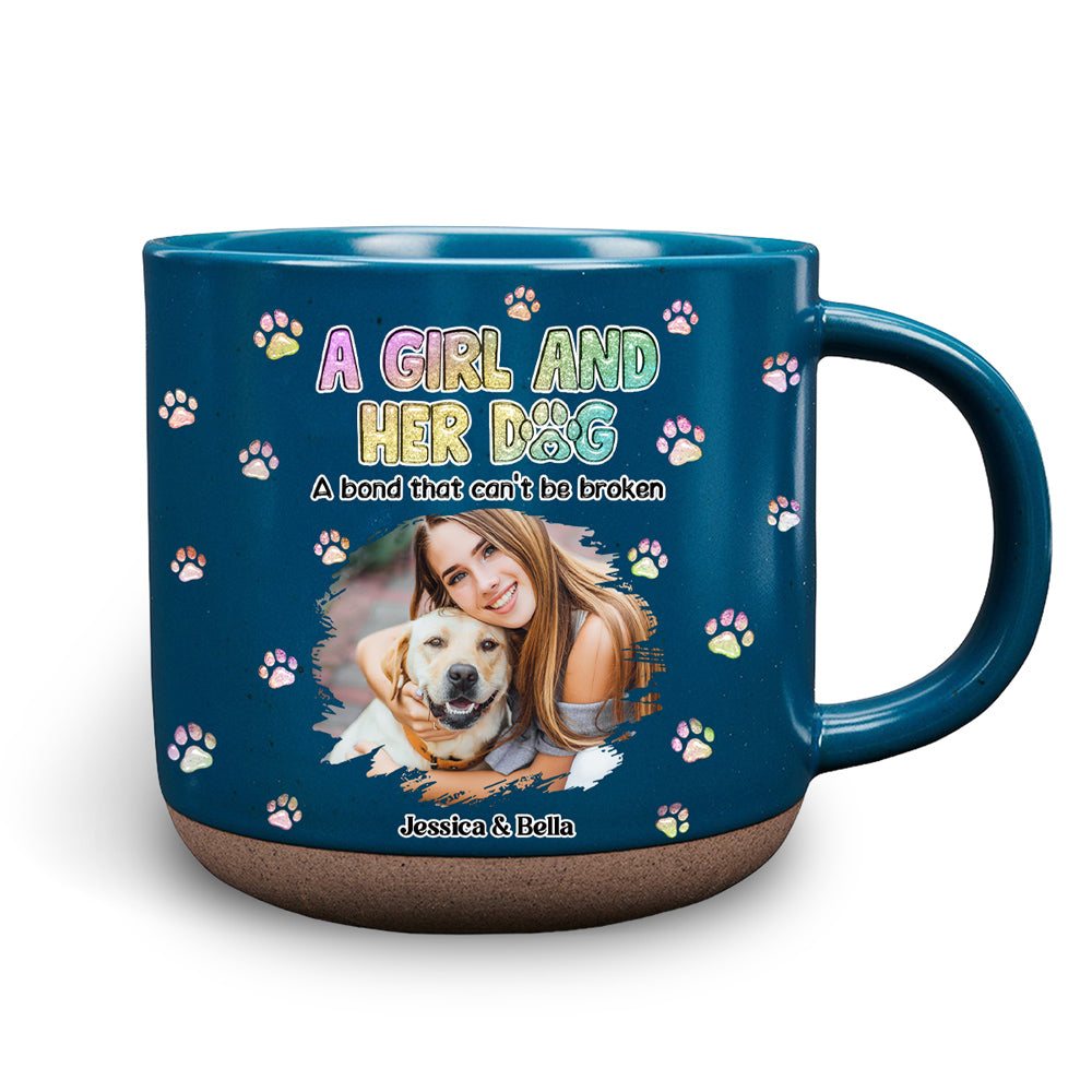 Custom Photo Christmas Birthday Gifts For Dog Mom, Dog Lovers • A Girl And Her Dog Photo - Personalized Pottery Mug
