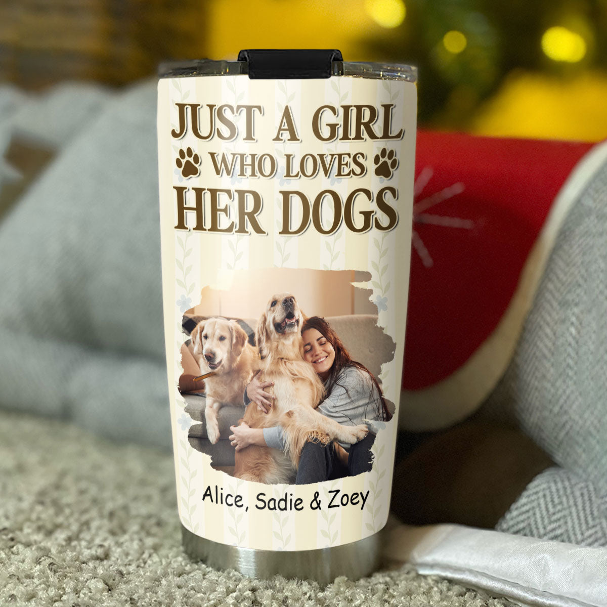 Custom Photo Christmas Birthday Gifts For Dog Mom, Dog Lovers • Out Of The Green Photo - Personalized Tumbler