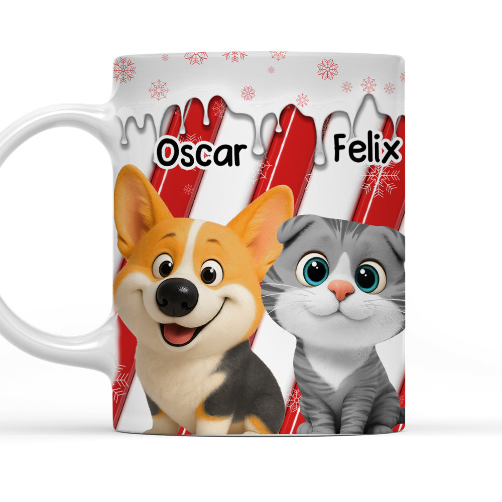 Custom Christmas Birthday Gifts For Cat Lovers • Candy Cartoon Pet - Personalized 3D Inflated Effect Coffee Mug