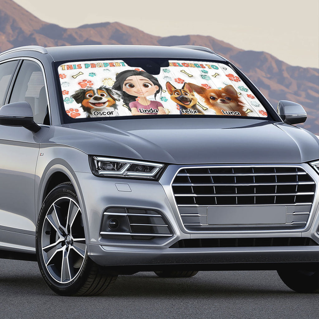 Custom Christmas Birthday Gifts Car Accessories for Dog Parents • Belongs To Us - Personalized 3D Inflated Effect Car Sunshade
