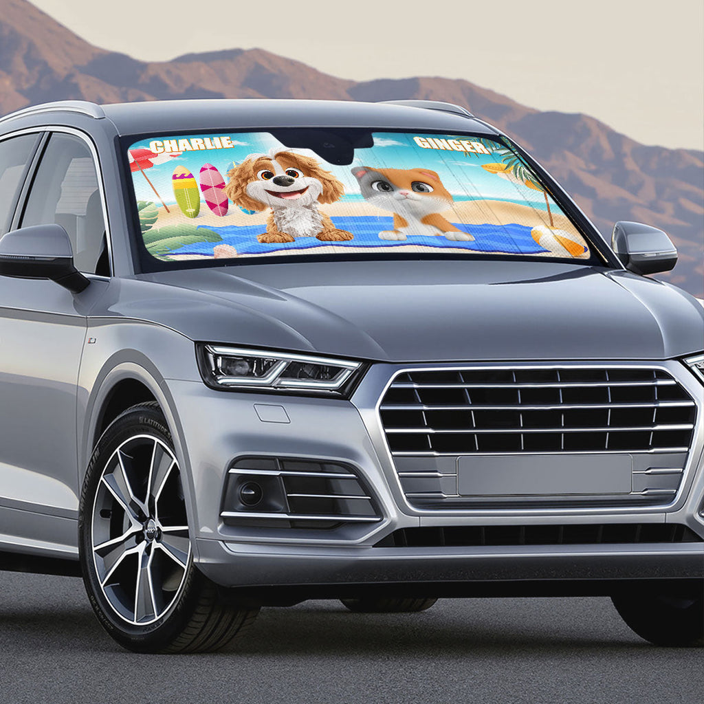 Custom Christmas Birthday Gifts Car Accessories for Pet Parents • Pet And Beach - Personalized Car Sunshade