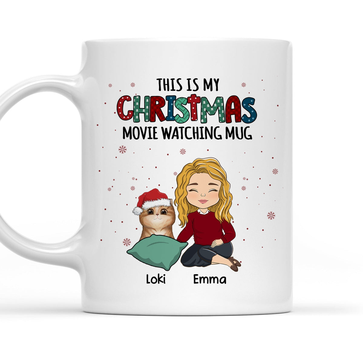 Custom Mother's day Birthday Gifts For Cat Mom, Cat Lovers • Cat Movie Watching Mug - Personalized Coffee Mug