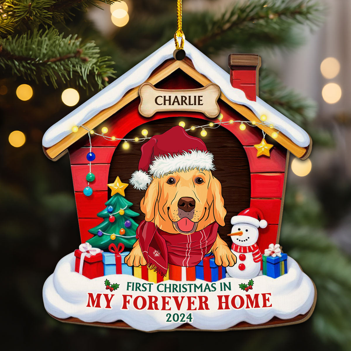 Custom Christmas Decor Home Birthday Gifts For Dog Lovers • Dog Forever Home - Personalized Wood Ornament