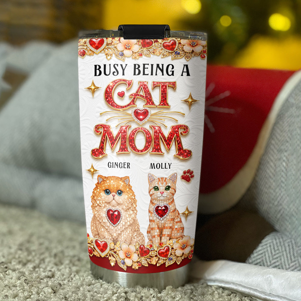 Custom Christmas Birthday Gifts For Cat Mom, Cat Lovers • Here To Be Your Baby - Personalized 3D Effect Tumbler