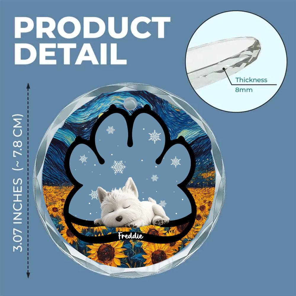Custom Christmas Memorial Sympathy Gifts For Dogs, Cats • Lay Here With Me - Personalized Glass Ornament