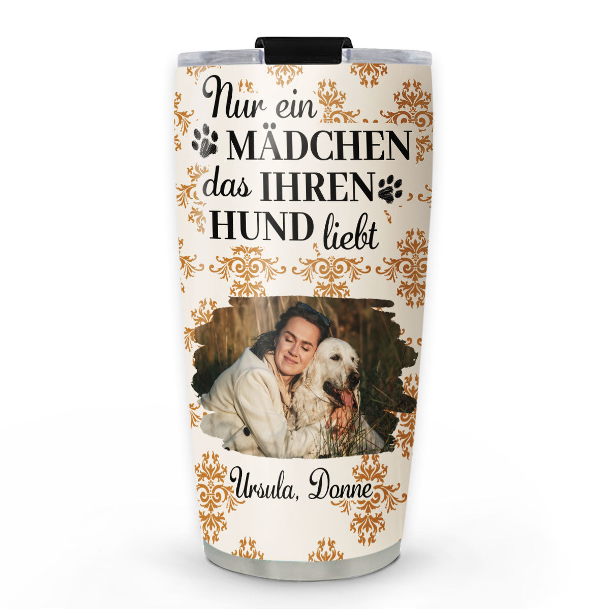 Custom Photo Christmas Birthday Gifts For Dog Mom, Dog Lovers • Kürbishund Herbst Foto – Personalisierter Thermobecher