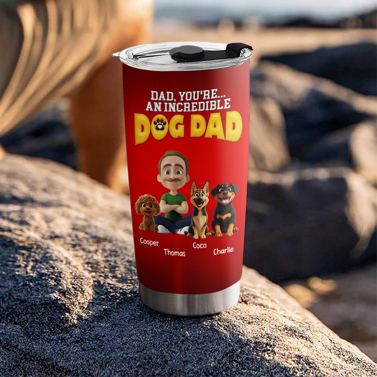 Custom Father's day Birthday Gifts For Dog Dad, Dog Lovers • You Are An Awesome Dog Dad - Personalized 3D Inflated Effect Tumbler