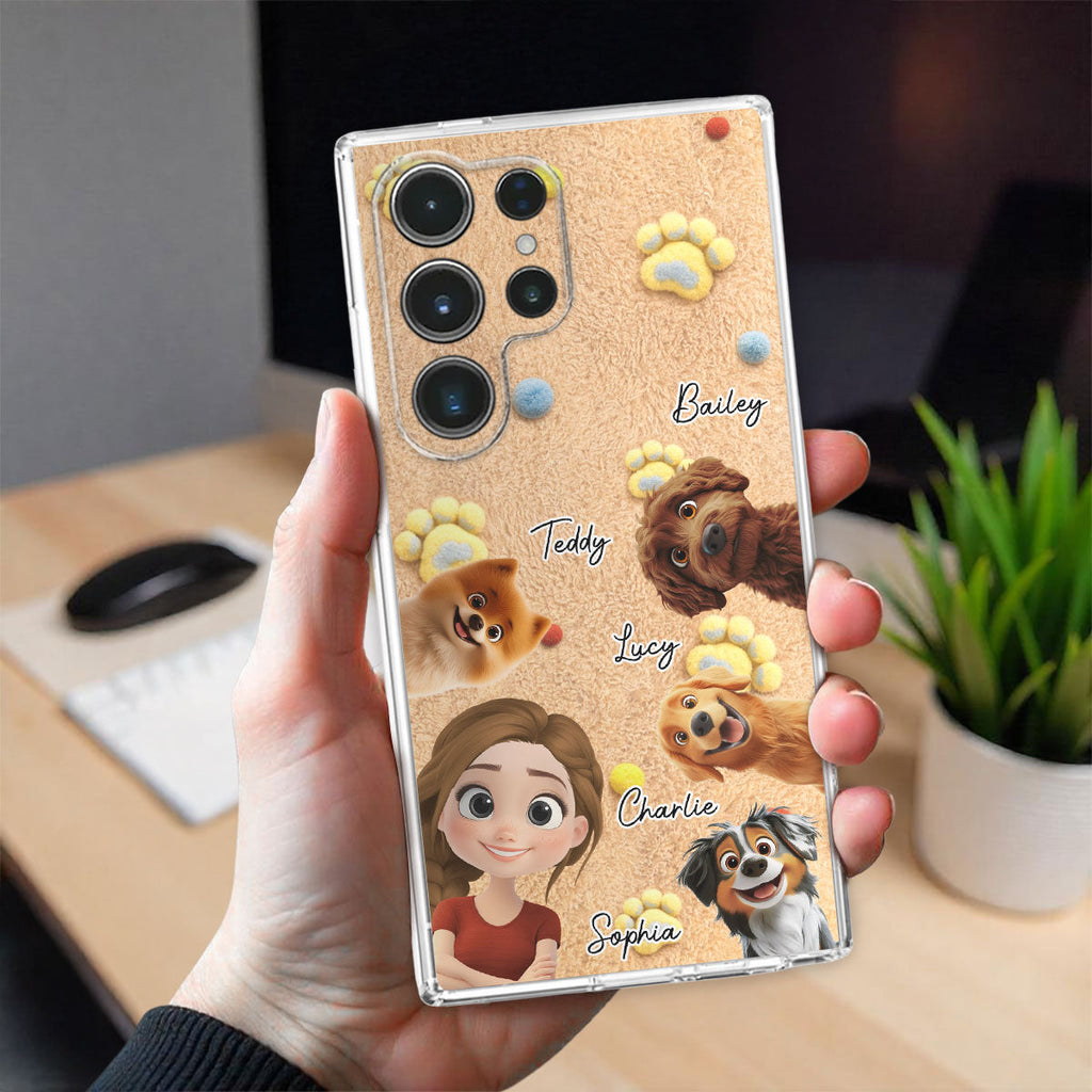Custom Christmas Birthday Gifts For Dog Mom • Stuffy Girl And Her Lovely Dogs - Personalized 3D Effect Phone Case