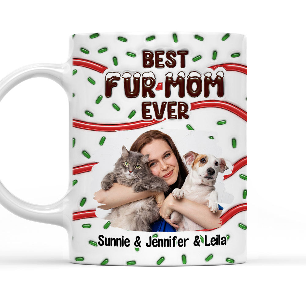 Custom Photo Mother's day Birthday Gifts For Cat Mom, Cat Lovers • Best Dog Mom Dad Cake Pet Photo - Personalized 3D Inflated Effect Mug