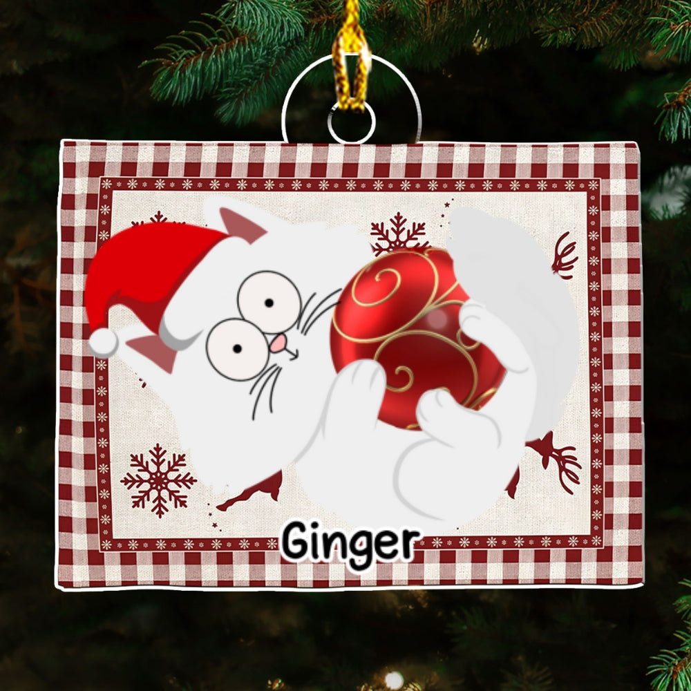 Custom Christmas Decor Home Birthday Gifts For Cat Lovers • Swinging Cat - Personalized Acrylic Ornament