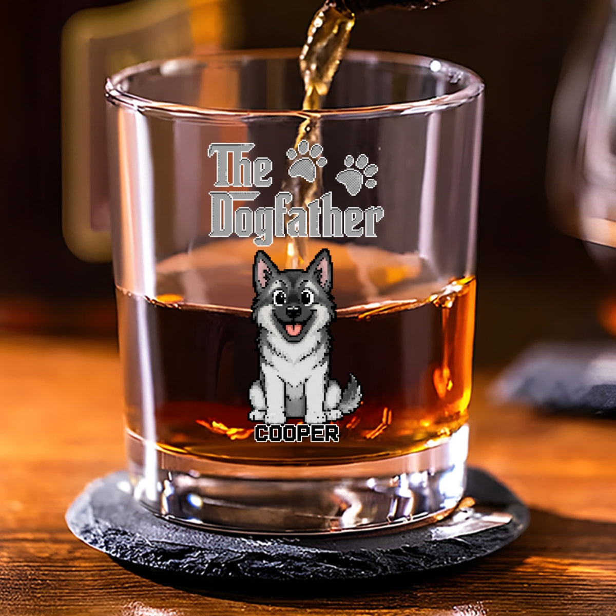 Dog Dad Boss - Personalized Whiskey Glass