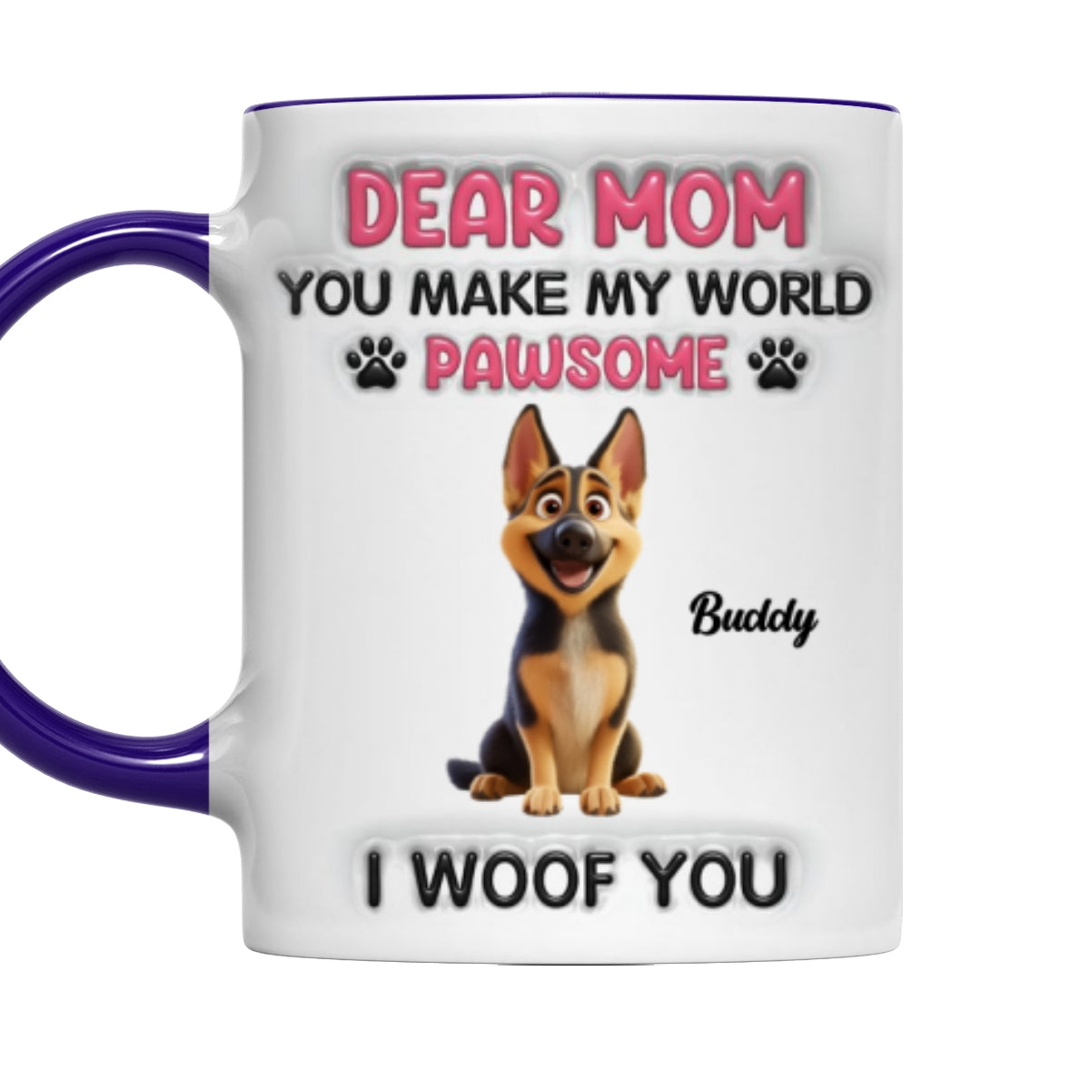 Custom Christmas Birthday Gifts For Dog Mom, Dog Lovers • You Make My World Pawsome - Personalized 3D Inflated Effect Accent Mug