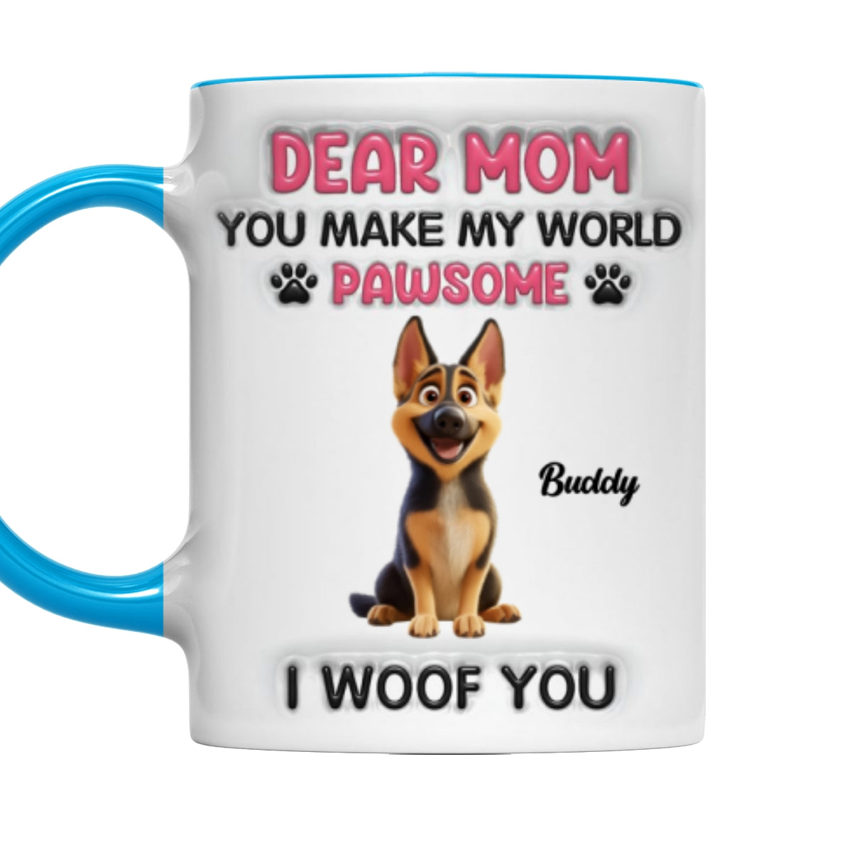 Custom Christmas Birthday Gifts For Dog Mom, Dog Lovers • You Make My World Pawsome - Personalized 3D Inflated Effect Accent Mug