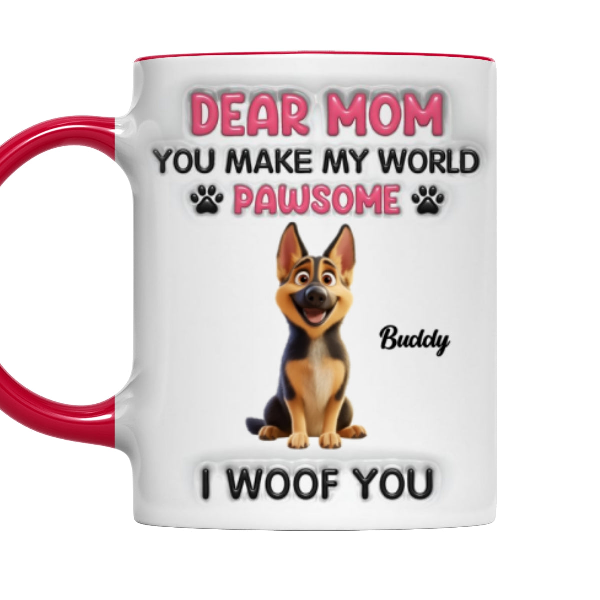 Custom Christmas Birthday Gifts For Dog Mom, Dog Lovers • You Make My World Pawsome - Personalized 3D Inflated Effect Accent Mug