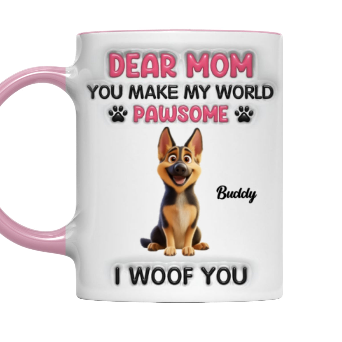 Custom Christmas Birthday Gifts For Dog Mom, Dog Lovers • You Make My World Pawsome - Personalized 3D Inflated Effect Accent Mug