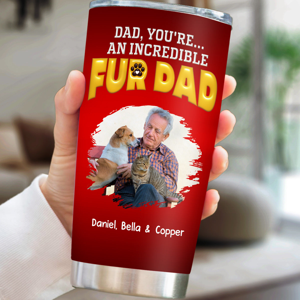 Custom Photo Father's day Birthday Gifts For Pet Dad, Pet Lovers • You Are An Awesome Pet Dad Ver Photo - Personalized 3D Inflated Effect Tumbler
