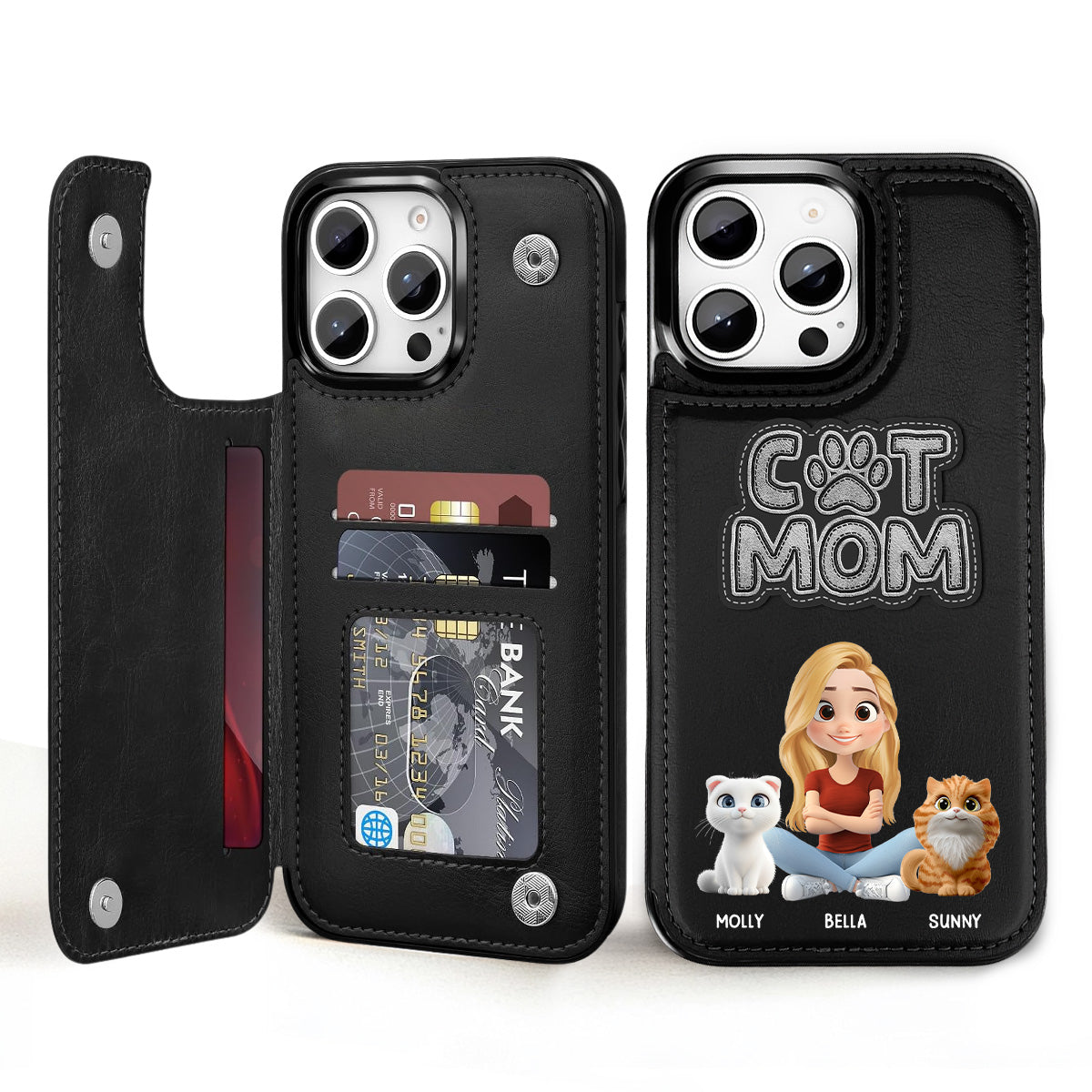 The Cat Mom - Personalized Leather Phone Case
