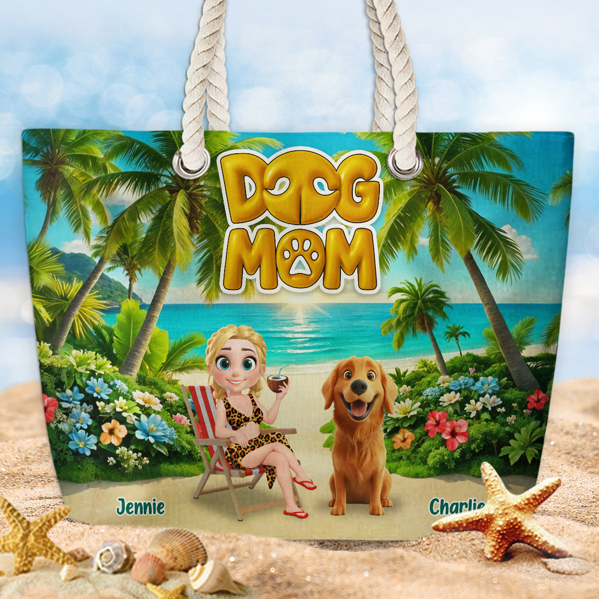 Custom Summer Trips Birthday Gifts For Dog Mom • Dog Mom Summer - Personalized Beach Bag