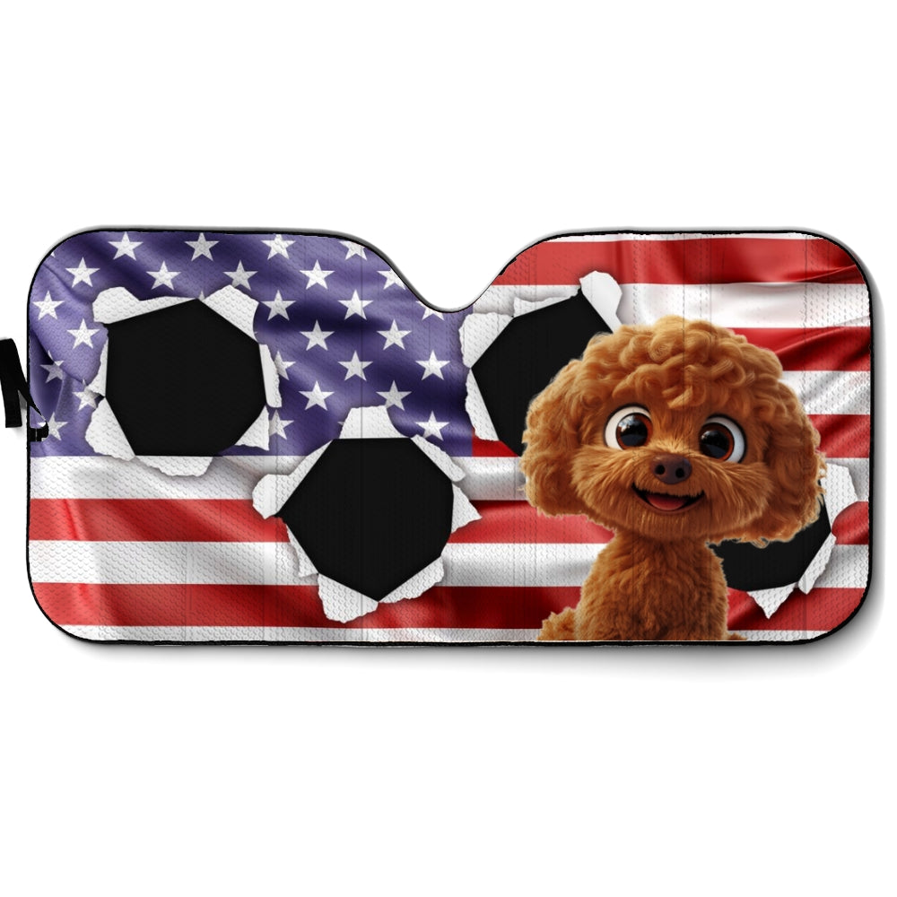 Custom Christmas Birthday Gifts Car Accessories for Dog Parents • God Bless America - Personalized Car Sunshade