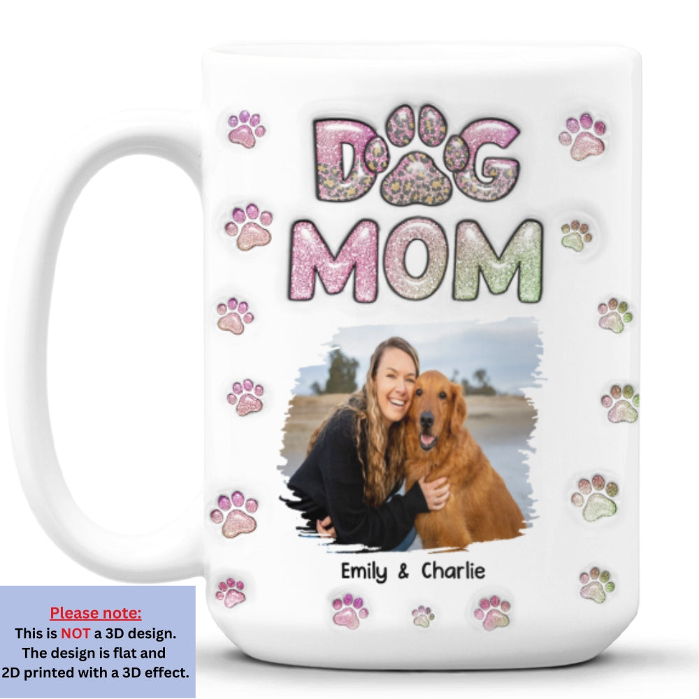 Custom Photo Christmas Birthday Gifts For Dog Mom, Dog Lovers • Dog Mom Lovely Chibi Version Photo - Personalized 3D Inflated Effect Mug