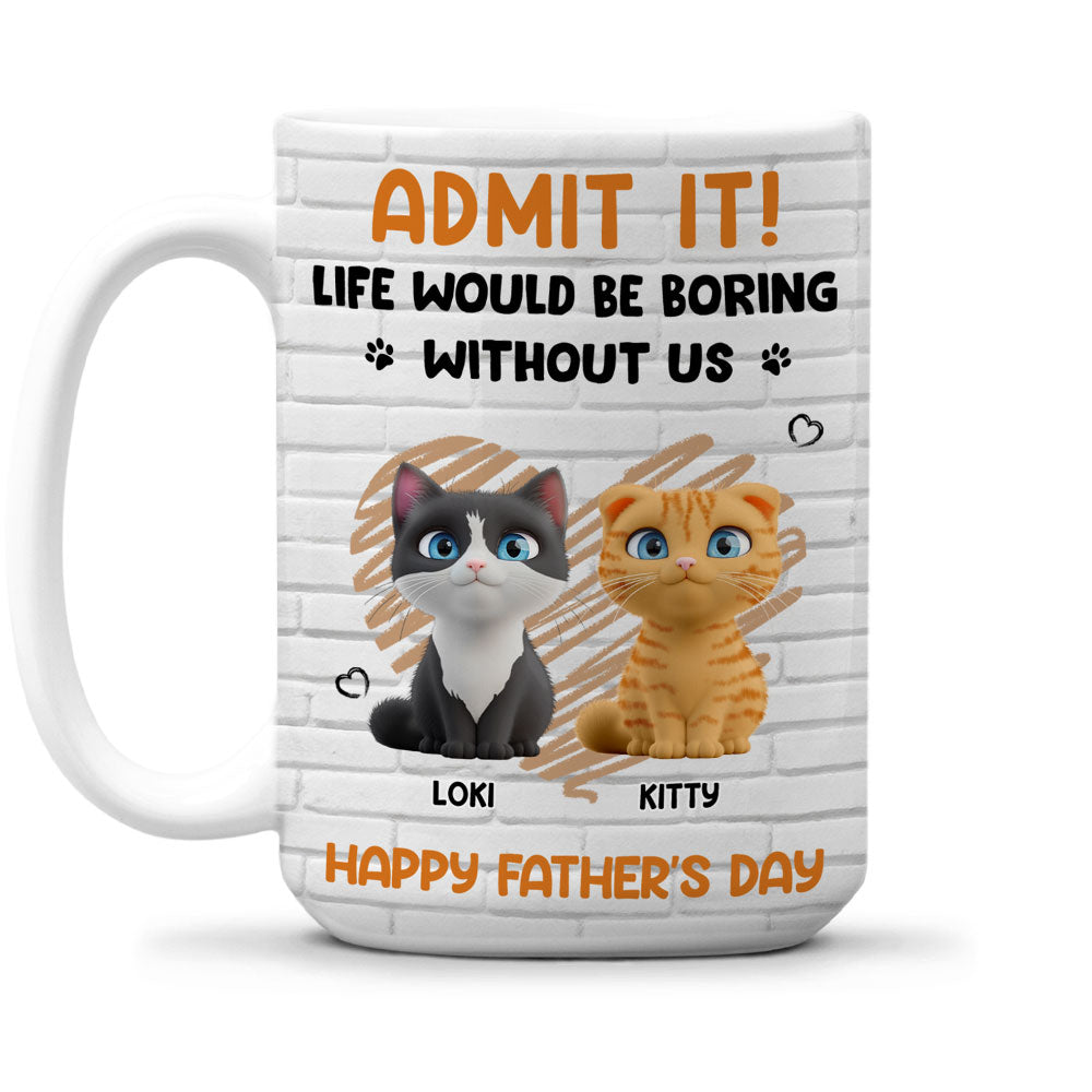 Custom Father's day Birthday Gifts For Cat Dad, Cat Lovers • Admit It Cat Dad Orange - Personalized Coffee Mug