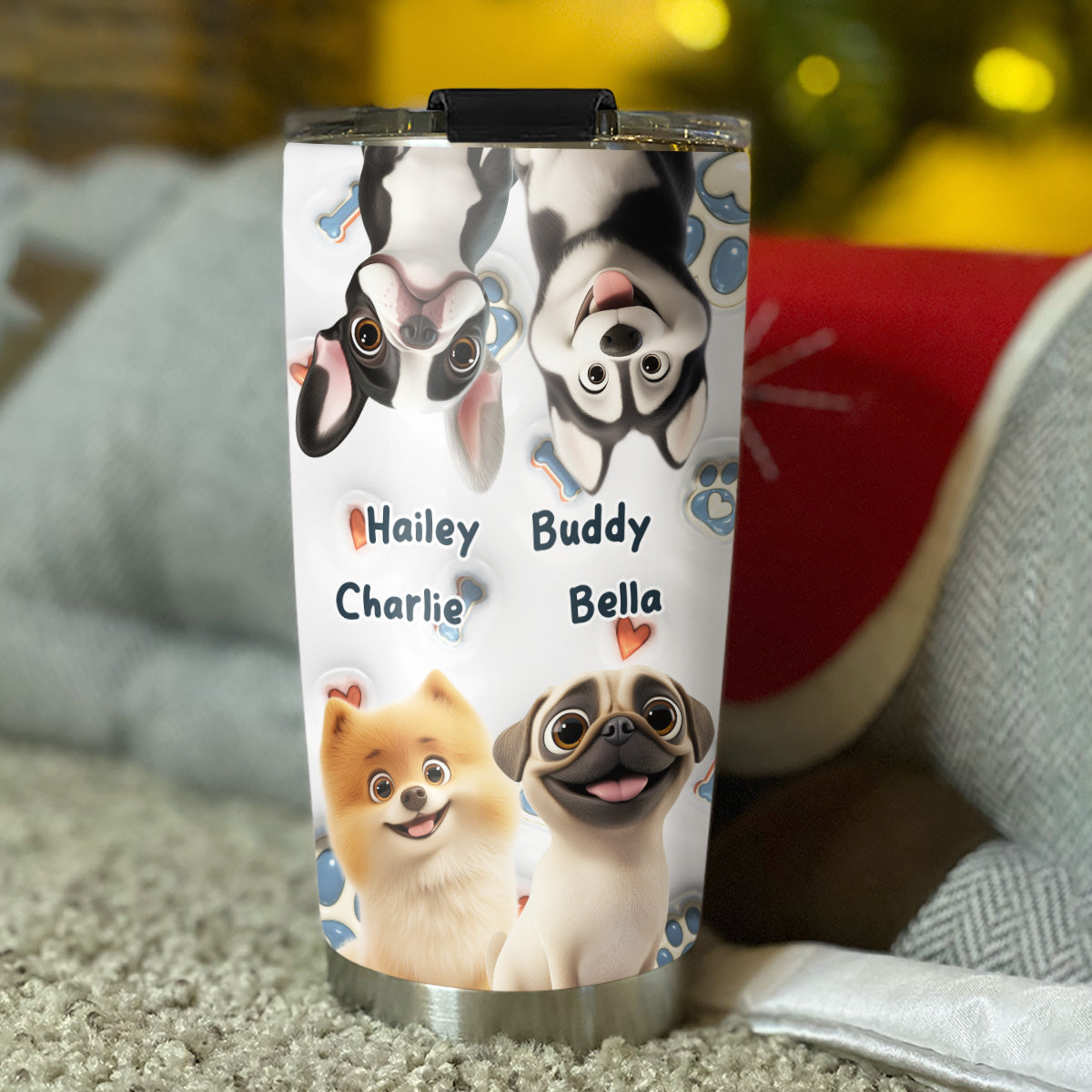 Custom Christmas Birthday Gifts For Dog Lovers • Oh My Dogs Are Adorable - Personalized 3D Inflated Effect Tumbler