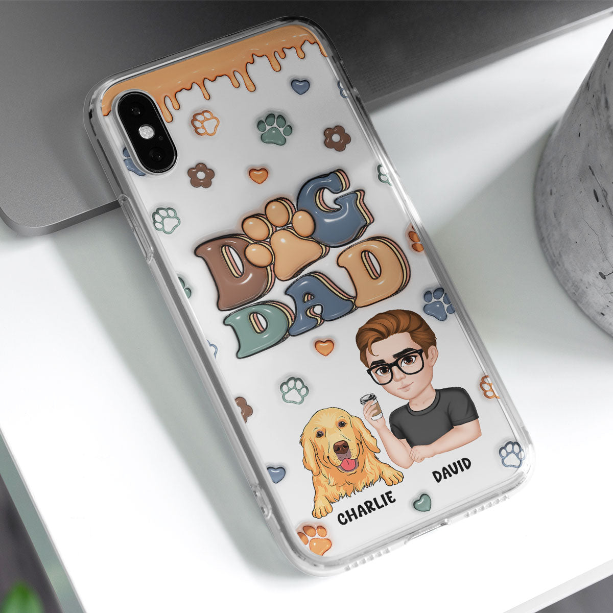 Handsome Dog Dad - Personalized 3D Inflated Effect Phone Case