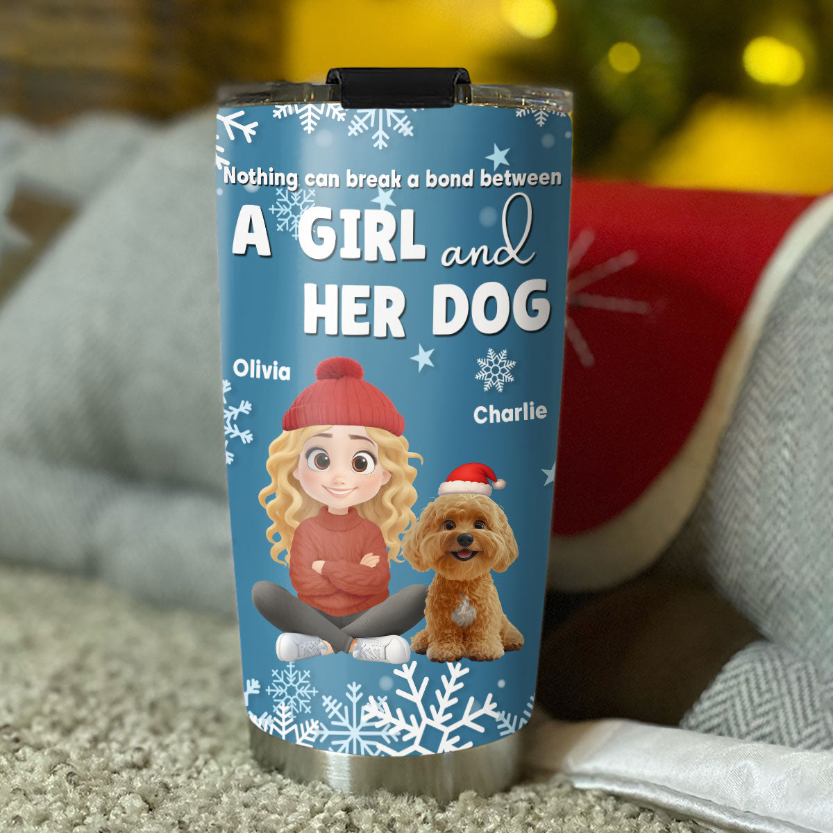 Custom Christmas Birthday Gifts For Dog Mom, Dog Lovers • White Christmas - Personalized Tumbler