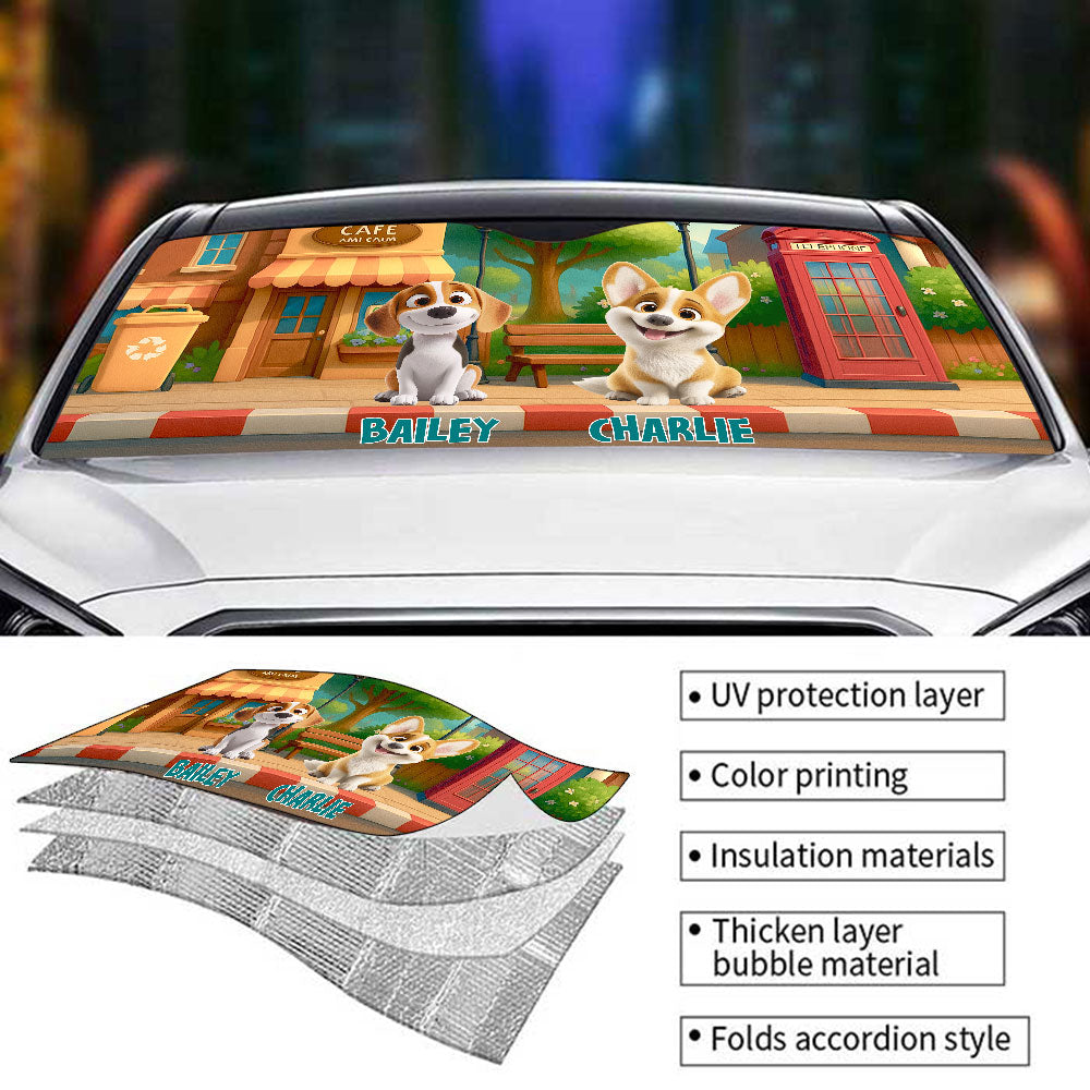 Custom Christmas Birthday Gifts Car Accessories for Dog Parents • Dog Street Funny - Personalized Car Sunshade