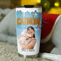 Custom Photo Christmas Birthday Gifts For Cat Mom, Cat Lovers • Cat Mom Now Onwards Photo - Personalized 3D Inflated Effect Tumbler