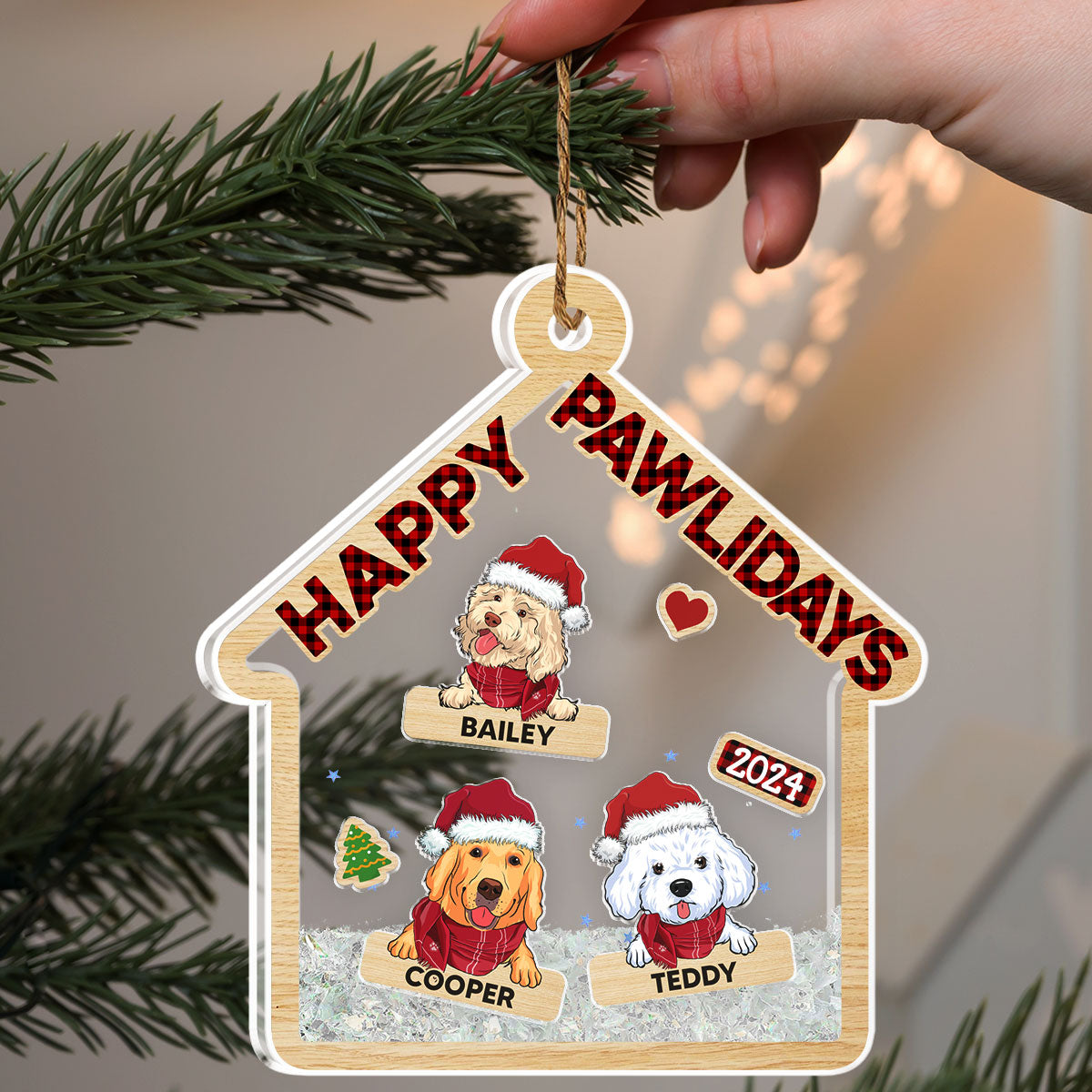 Happy Pawlidays - Personalized Acrylic Shaker Ornament