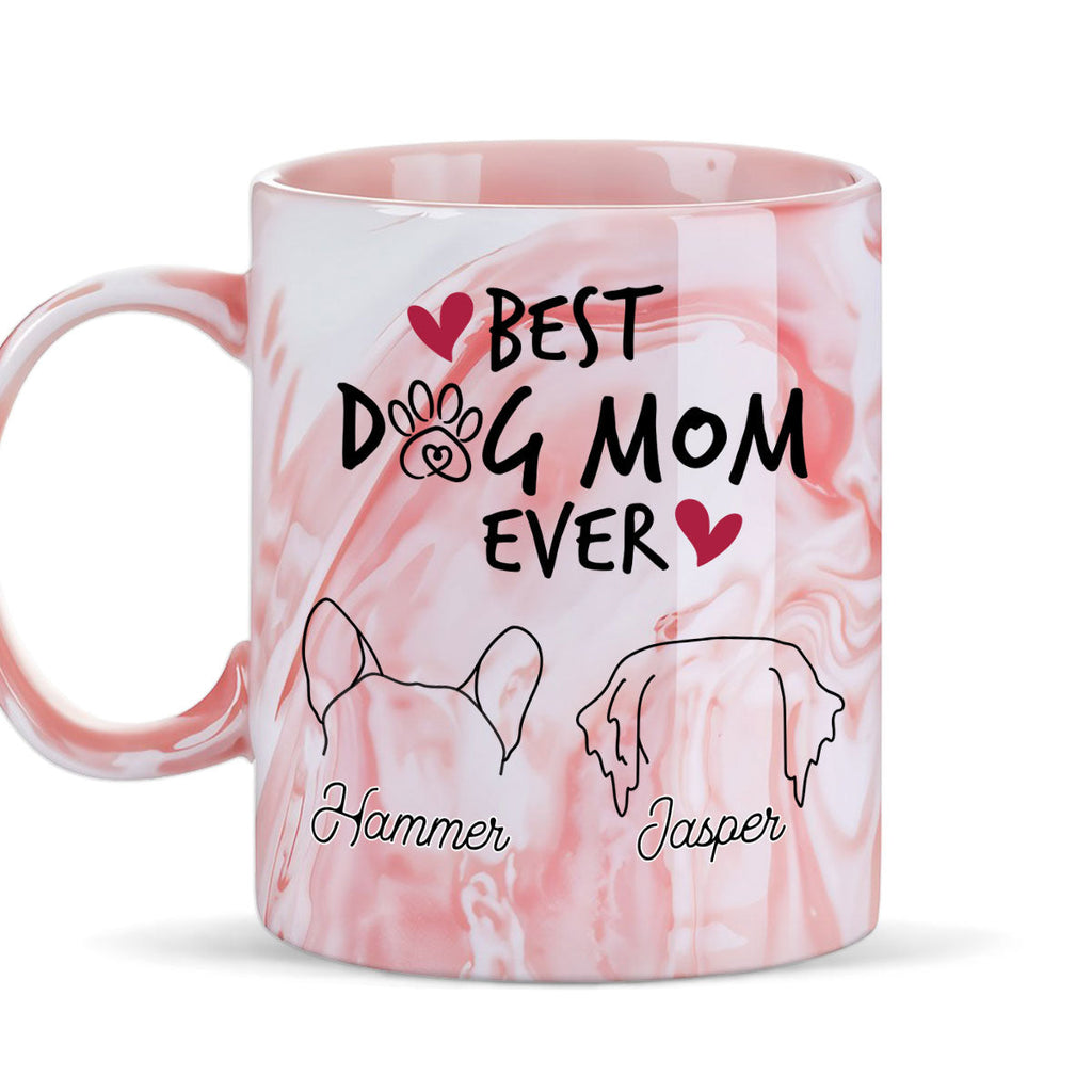 Custom Christmas Birthday Gifts For Pet Lovers • Best Mom - Personalized Pink Marble Mug