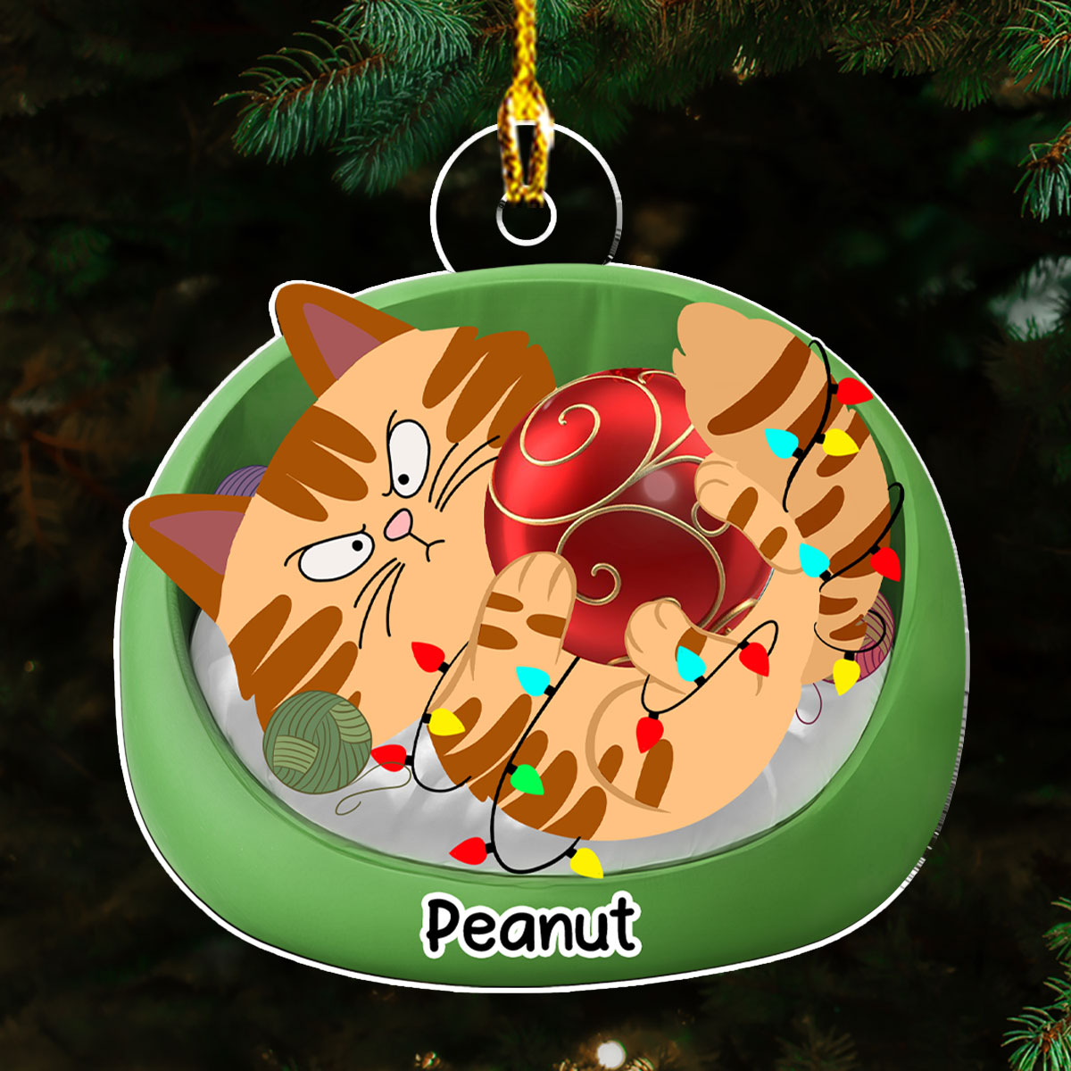 Custom Christmas Decor Home Birthday Gifts For Cat Lovers • Lovely Swinging Cat - Personalized Acrylic Ornament
