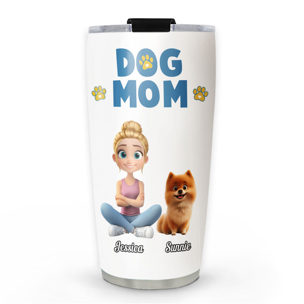 Custom Christmas Birthday Gifts For Pet Lovers • Girl And Dog Cartoon Style Version 2 - Personalized Tumbler