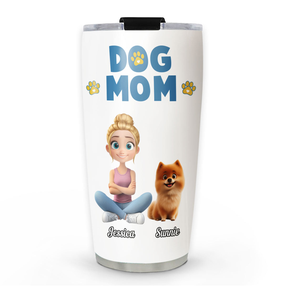 Custom Christmas Birthday Gifts For Pet Lovers • Girl And Dog Cartoon Style Version 2 - Personalized Tumbler