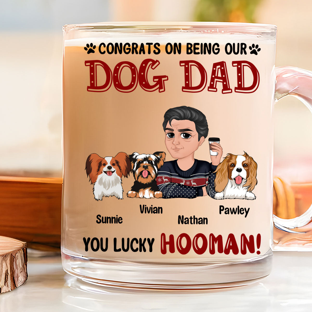 Custom Christmas Birthday Gifts For Dog Lovers • Congrats On Being My Dog Mom Dad - Personalized Glass Mug