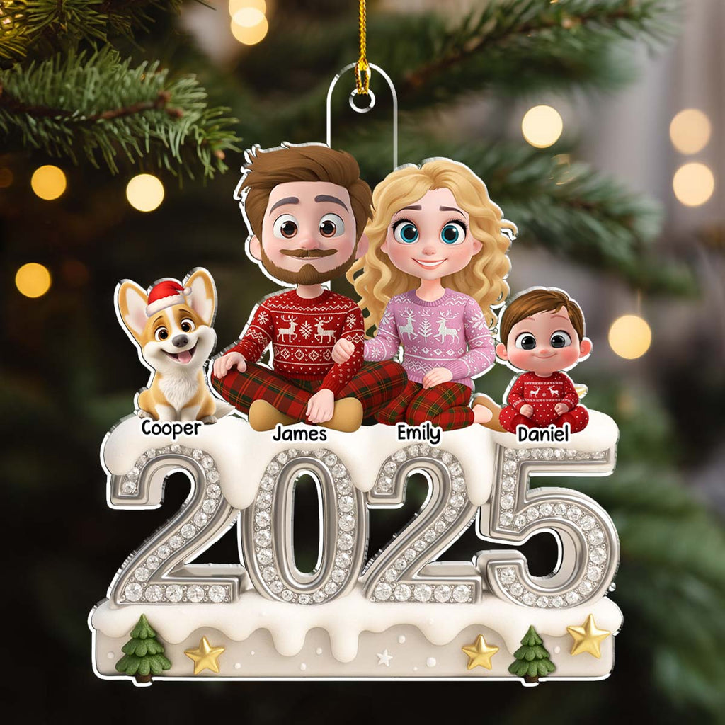 Custom Christmas Decor Home Birthday Gifts For Dog Lovers • Family Love Never Fades Away - Personalized 3D Effect Acrylic Ornament