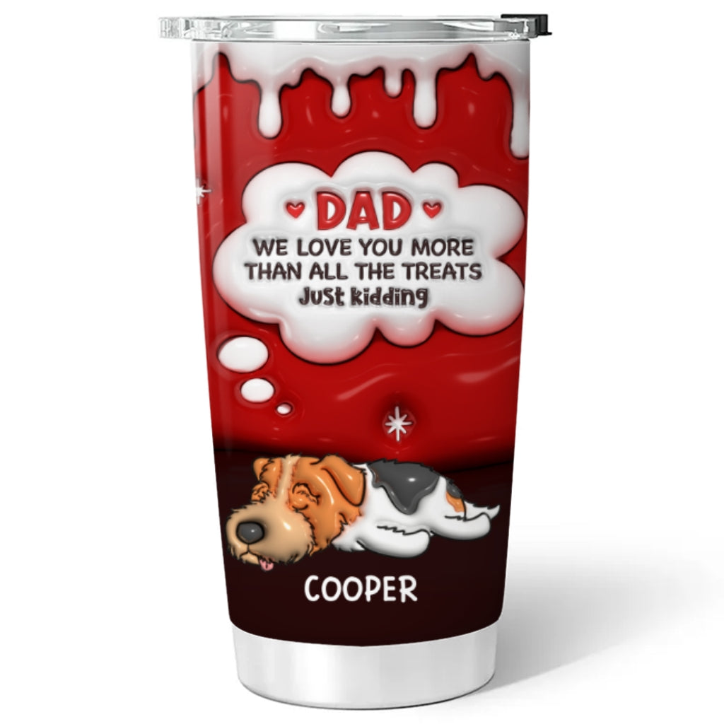 Custom Mother's day Birthday Gifts For Pet Mom, Pet Lovers • Just Kidding Dad Mom - Personalized 3D Inflated Effect Tumbler