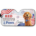 Custom Christmas Birthday Gifts Car Accessories for Dog Parents • Red White Paw - Personalized Car Sunshade
