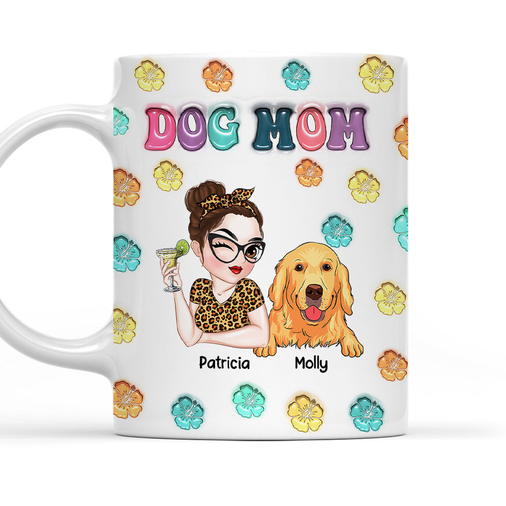 Custom Mother's day Birthday Gifts For Dog Mom, Dog Lovers • Dog Mom Summer - Personalized 3D Inflated Effect Mug