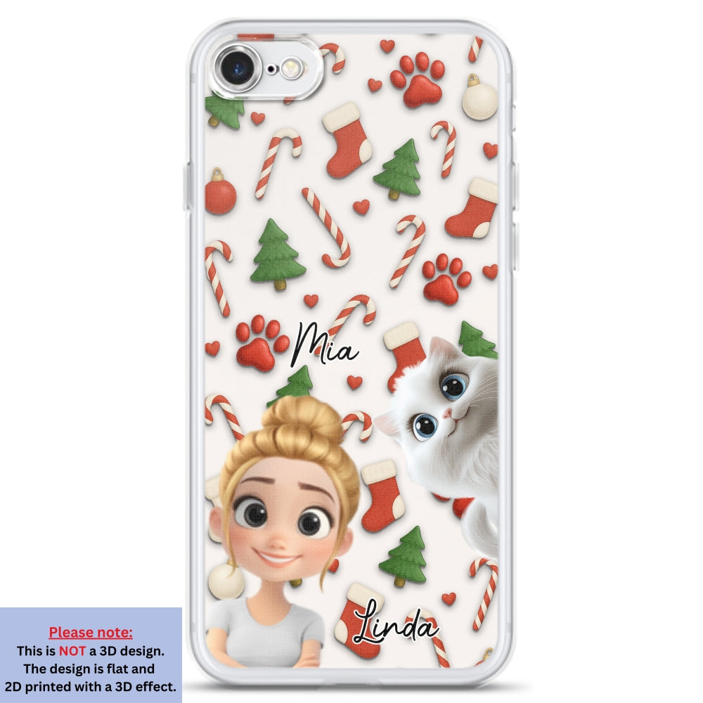 Cat And Human Cartoon Ver 2 - Personalized Phone Case