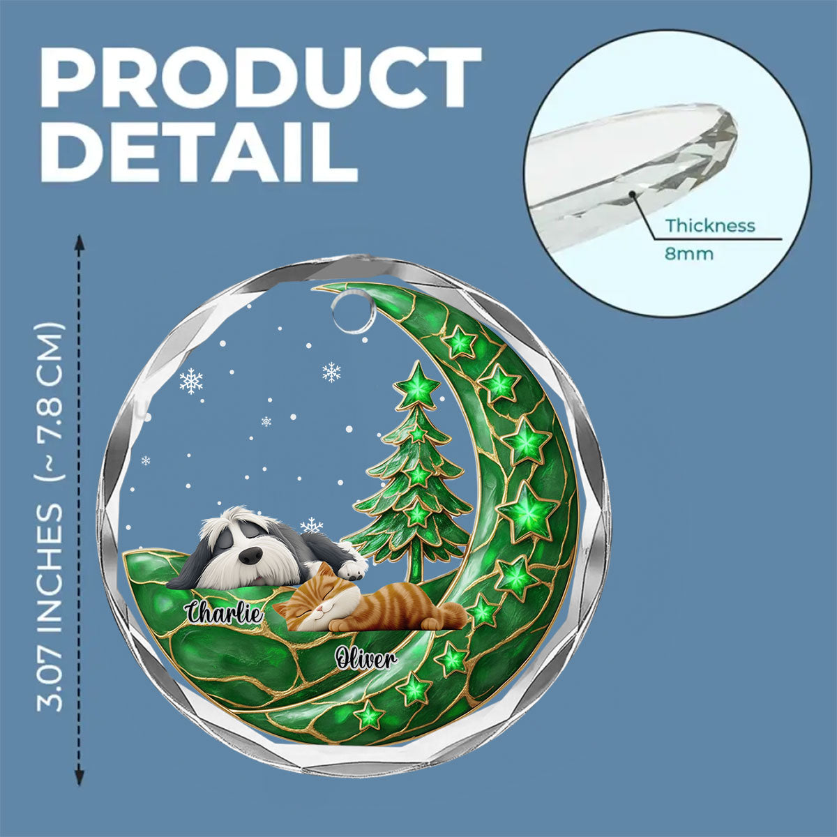Custom Christmas Decor Home Birthday Gifts For Pet Lovers • Beside Pearl Of You With Pet - Personalized 3D Effect Glass Ornament