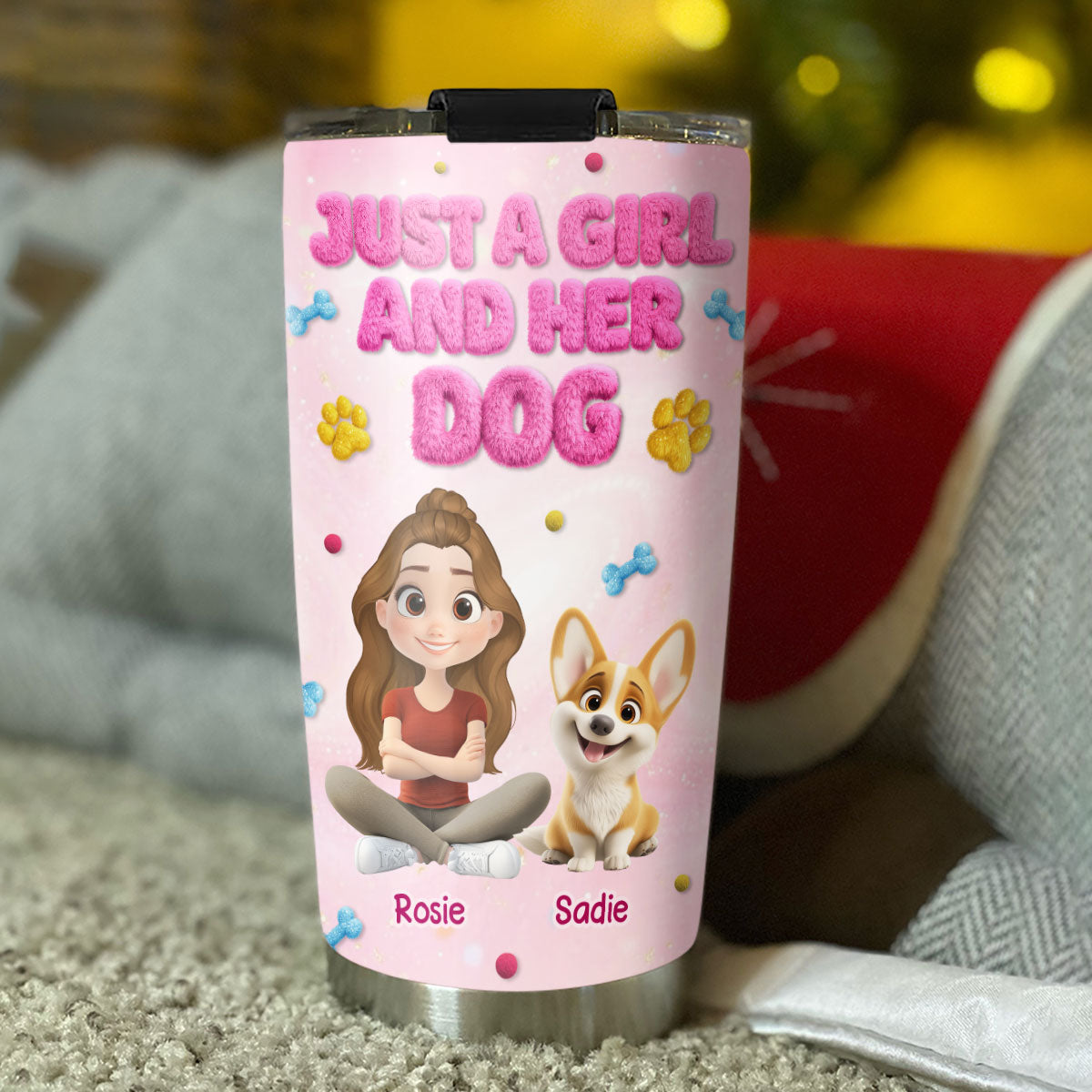 Custom Christmas Birthday Gifts For Dog Mom, Dog Lovers • With My Baby - Personalized 3D Effect Tumbler