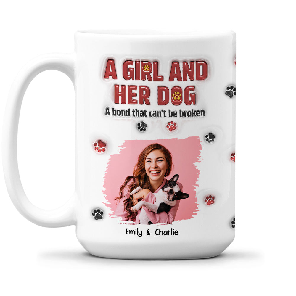 Custom Photo Christmas Birthday Gifts For Dog Mom, Dog Lovers • A Girl And Her Dog Version 2 Photo - Personalized 3D Inflated Effect Mug