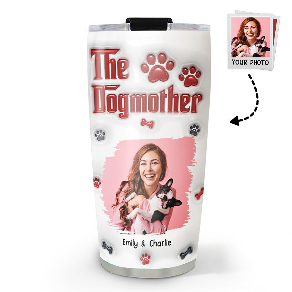 Custom Photo Christmas Birthday Gifts For Dog Mom, Dog Lovers • Cool Dog Mother Photo - Personalized 3D Inflated Effect Tumbler