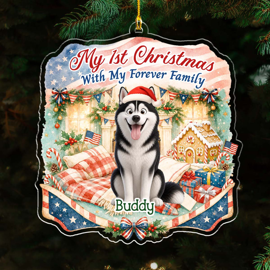 Custom Christmas Decor Home Birthday Gifts For Dog Mom, Dog Lovers • Our Pup Is First Noel - Personalized Acrylic Ornament
