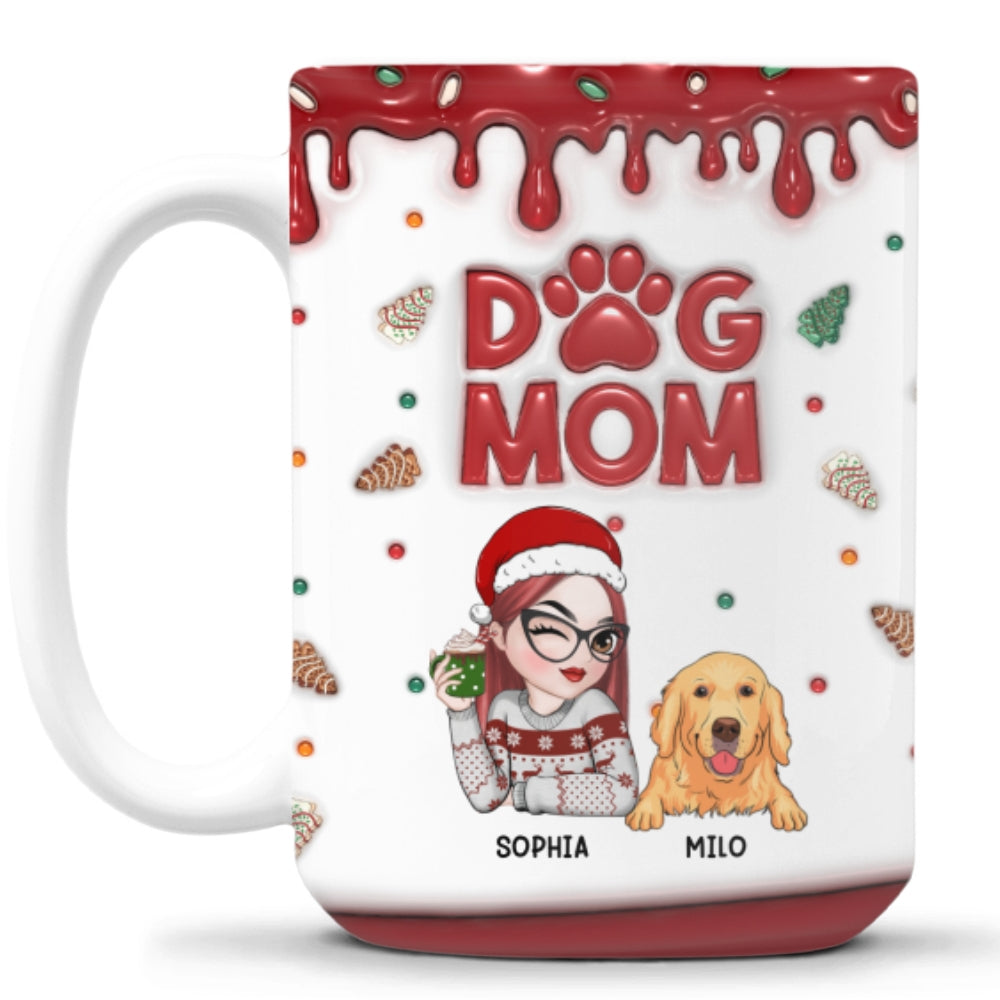 Custom Mother's day Birthday Gifts For Dog Mom, Dog Lovers • Lovely Dog Mom Cake - Personalized 3D Inflated Effect Mug