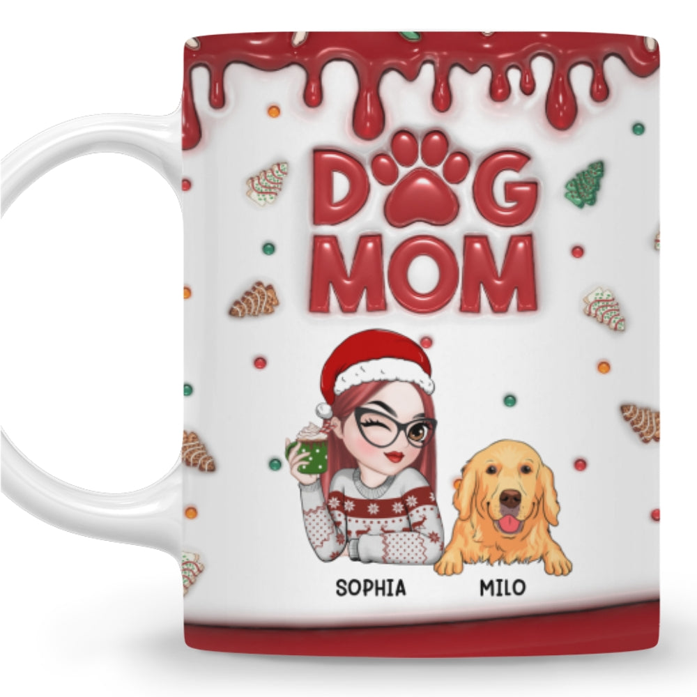 Custom Mother's day Birthday Gifts For Dog Mom, Dog Lovers • Lovely Dog Mom Cake - Personalized 3D Inflated Effect Mug